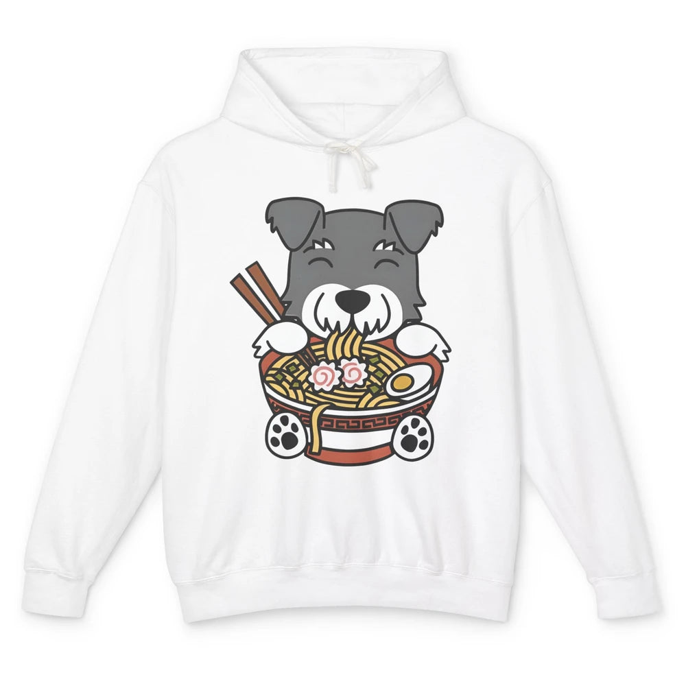 Funny Schnauzer Dog Ramen Noodle Bowl Japanese Kawaii Unisex Lightweight Hoodie