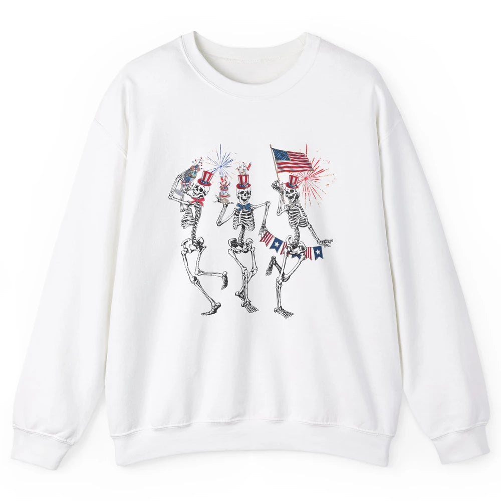 4th July Independence Day Dancing Skeletons America Flag Unisex Crewneck Sweatshirt