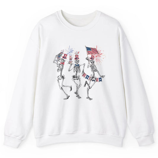 4th July Independence Day Dancing Skeletons America Flag Unisex Crewneck Sweatshirt