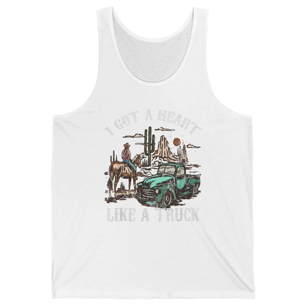 Western Sunset Cowgirl I Got Heart Like Truck Rodeo Cactus Unisex Jersey Tank