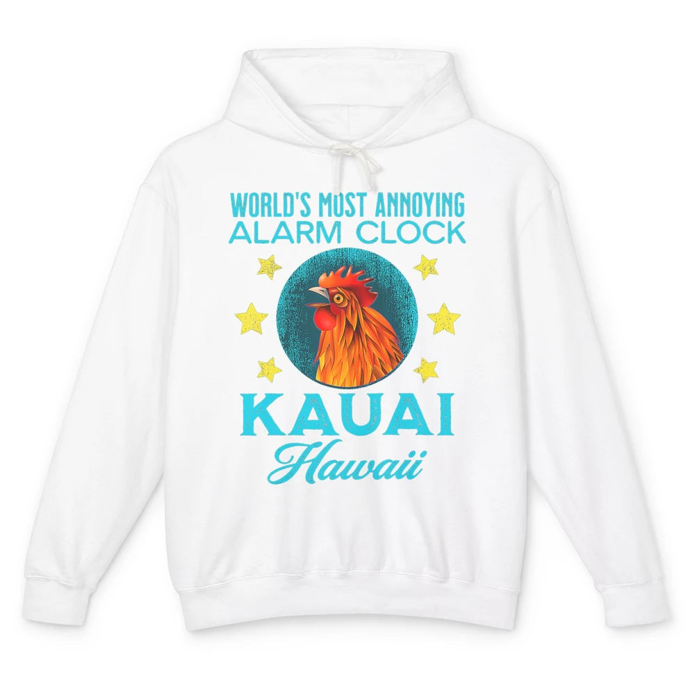 Kauai Hawaii Alarm Clock Chicken Rooster Hawaiian Beach Trip Unisex Lightweight Hoodie