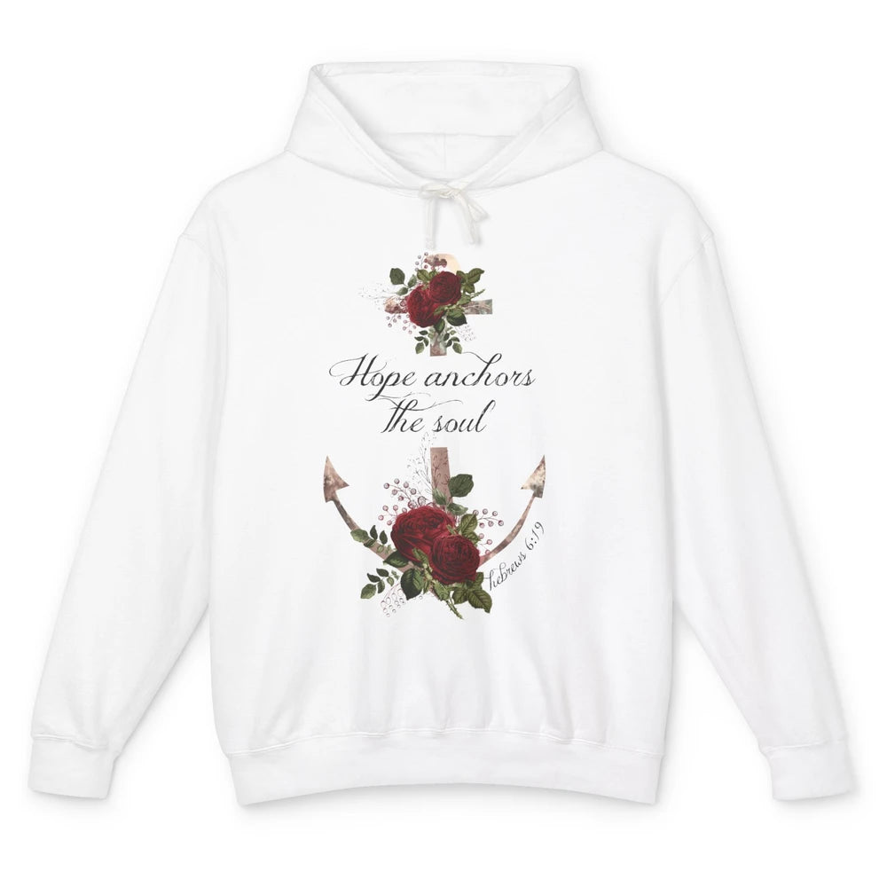 Floral Christian Hope Anchor The Soul Bible Verse Motivation Unisex Lightweight Hoodie