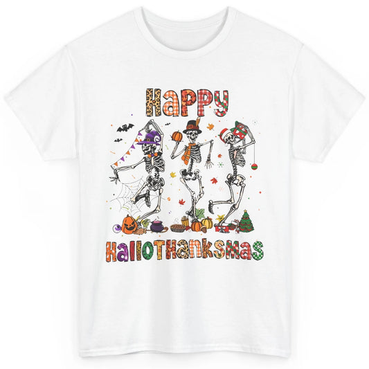 Funny Dancing Skeleton Happy Hallo-thank-mas Fall Pumpkin Classic Unisex T-Shirt