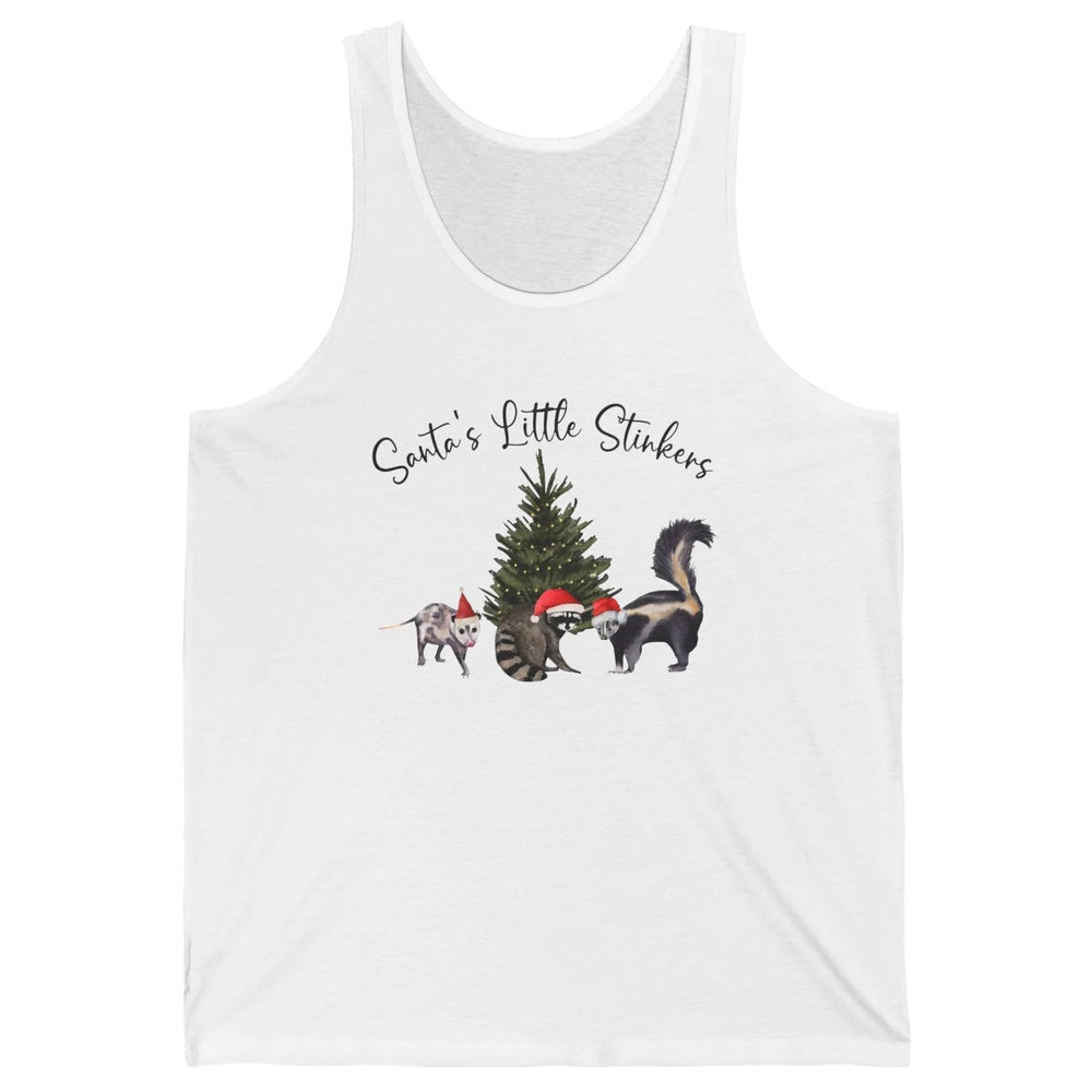 Funny Santa's Little Stinkers Christmas Raccoon Opossum Unisex Jersey Tank