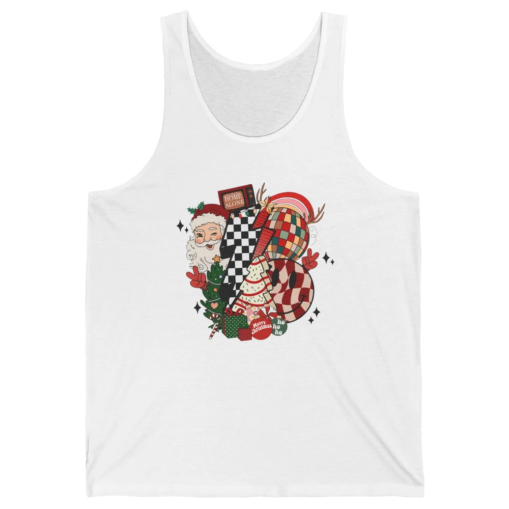 Retro Santa Christmas Tree Cake Lightning Bolt Western Unisex Jersey Tank