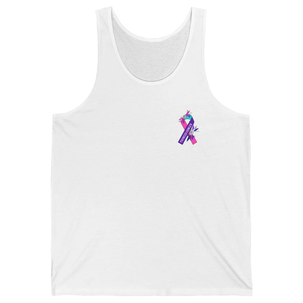 Thyroid Cancer Awareness Purple Pink Ribbon Pocket Size Gift Unisex Jersey Tank