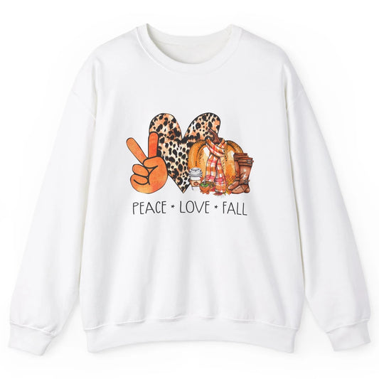 Peace Love Fall Pumpkin Spice Fall Halloween Thanksgiving Unisex Crewneck Sweatshirt