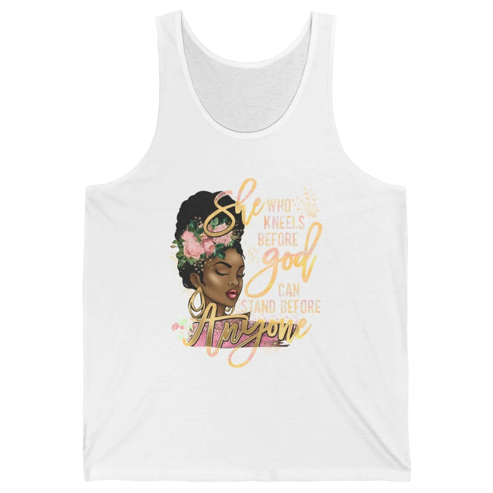 Black Girl She Who Kneels Before God Christian Afro Women Unisex Jersey Tank