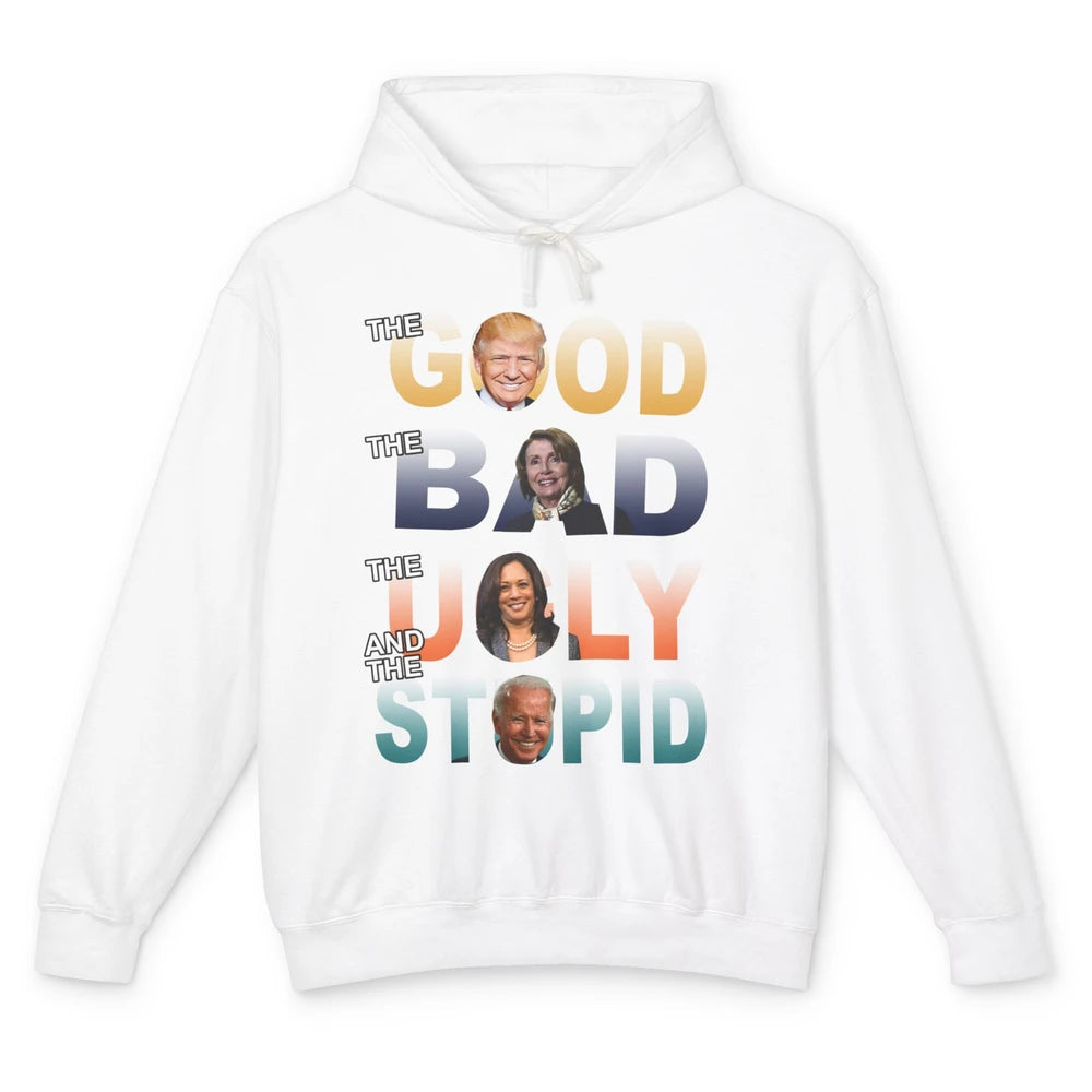 Funny Trump 2024 The Good The Bad The Stupid Anti Biden Gift Unisex Lightweight Hoodie