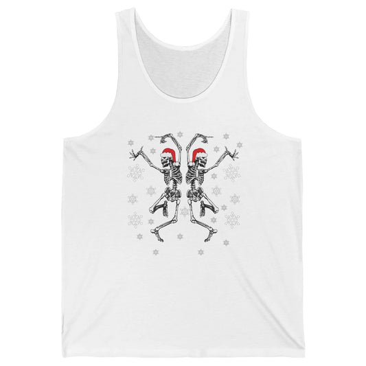 Funny Skeleton Christmas Dancing Snowflakes Santa Skeleton Unisex Jersey Tank