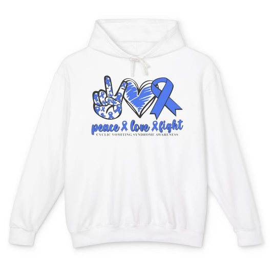 Cyclic Vomiting Syndrome Blue Ribbon Peace Love Fight Unisex Lightweight Hoodie