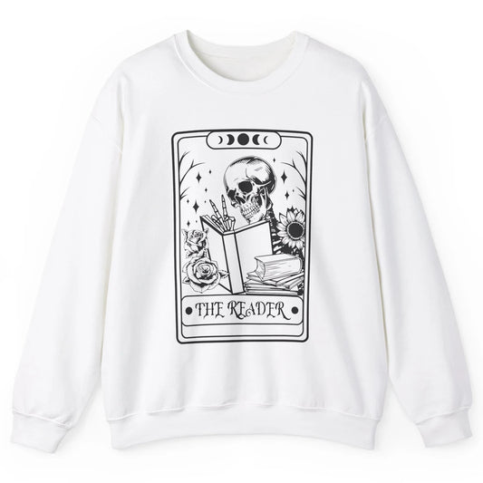 Retro Skeleton The Reader Tarot Card Halloween Romance Book Unisex Crewneck Sweatshirt