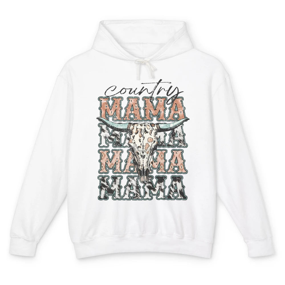 Leopard Boho Bull Skull Country Mama Desert Spirit Western Unisex Lightweight Hoodie