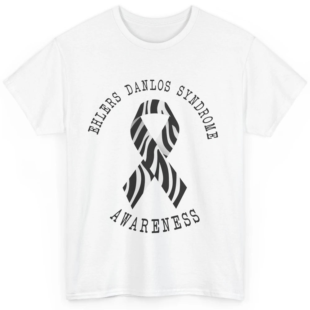 Ehlers Danlos Syndrome Awareness EDS Zibra Ribbon Rainbow Classic Unisex T-Shirt