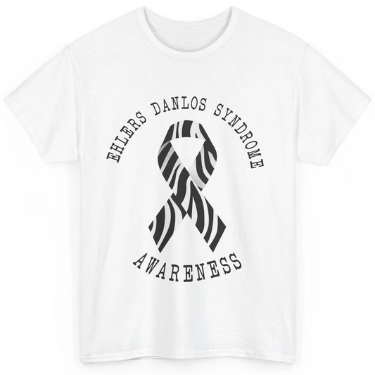 Ehlers Danlos Syndrome Awareness EDS Zibra Ribbon Rainbow Classic Unisex T-Shirt