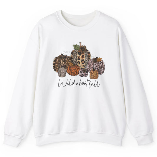 Leopard Pumpkin Patch Wild About Fall Thanksgiving Halloween Unisex Crewneck Sweatshirt