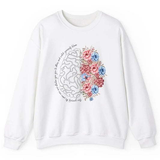 Brain Anatomy Nurse Blooming Flowers Nursing Anatomical Gift Unisex Crewneck Sweatshirt