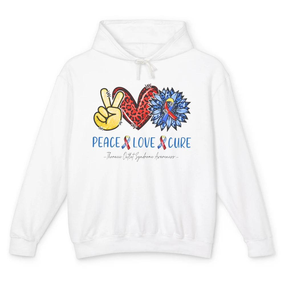 Thoracic Outlet Syndrome Awareness Peace Love Cure Sunflower Unisex Lightweight Hoodie