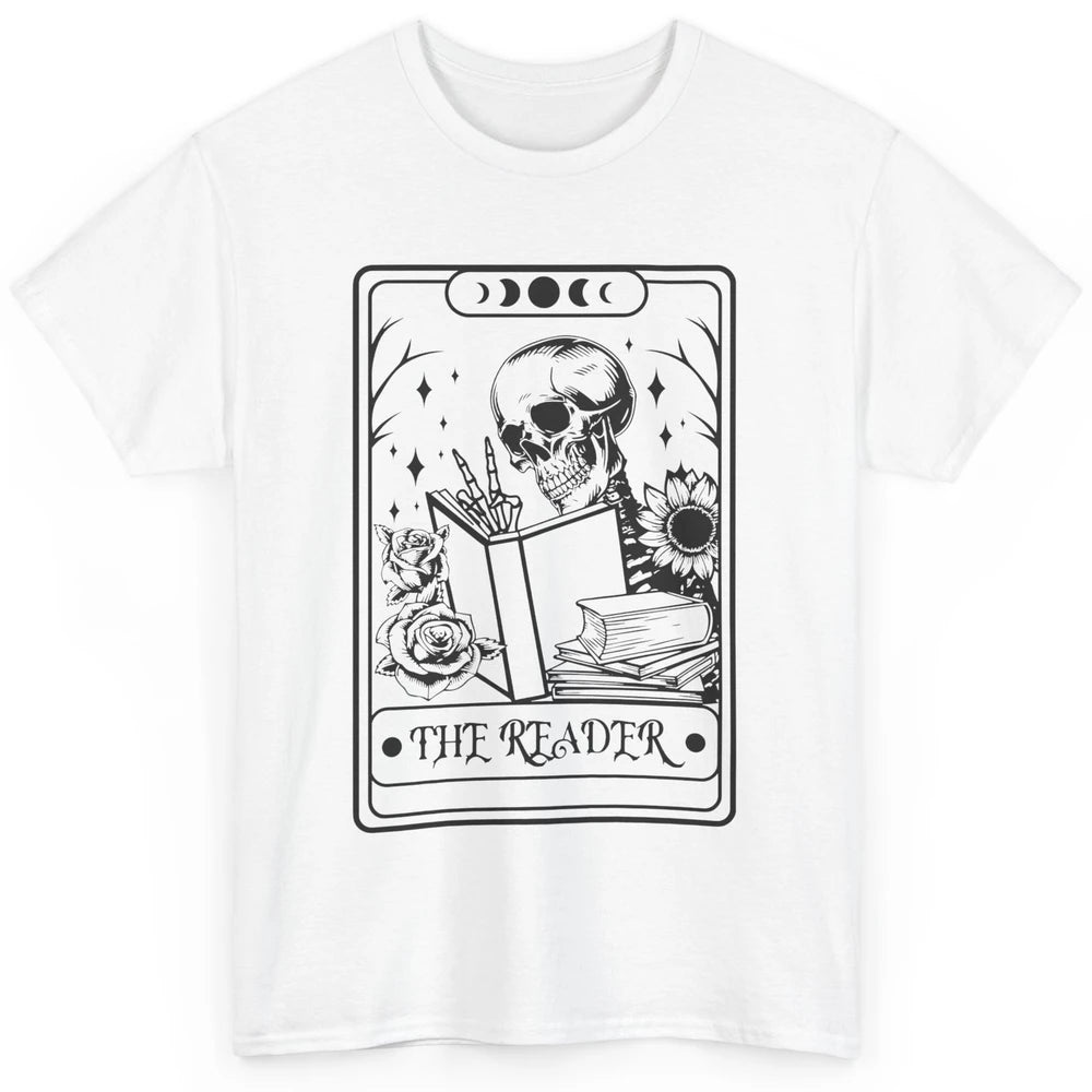 Retro Skeleton The Reader Tarot Card Halloween Romance Book Classic Unisex T-Shirt