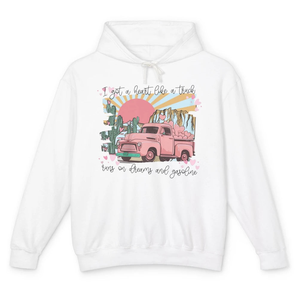 Western Sunset Cowgirl I Got Heart Like Truck Rodeo Cactus Unisex Lightweight Hoodie