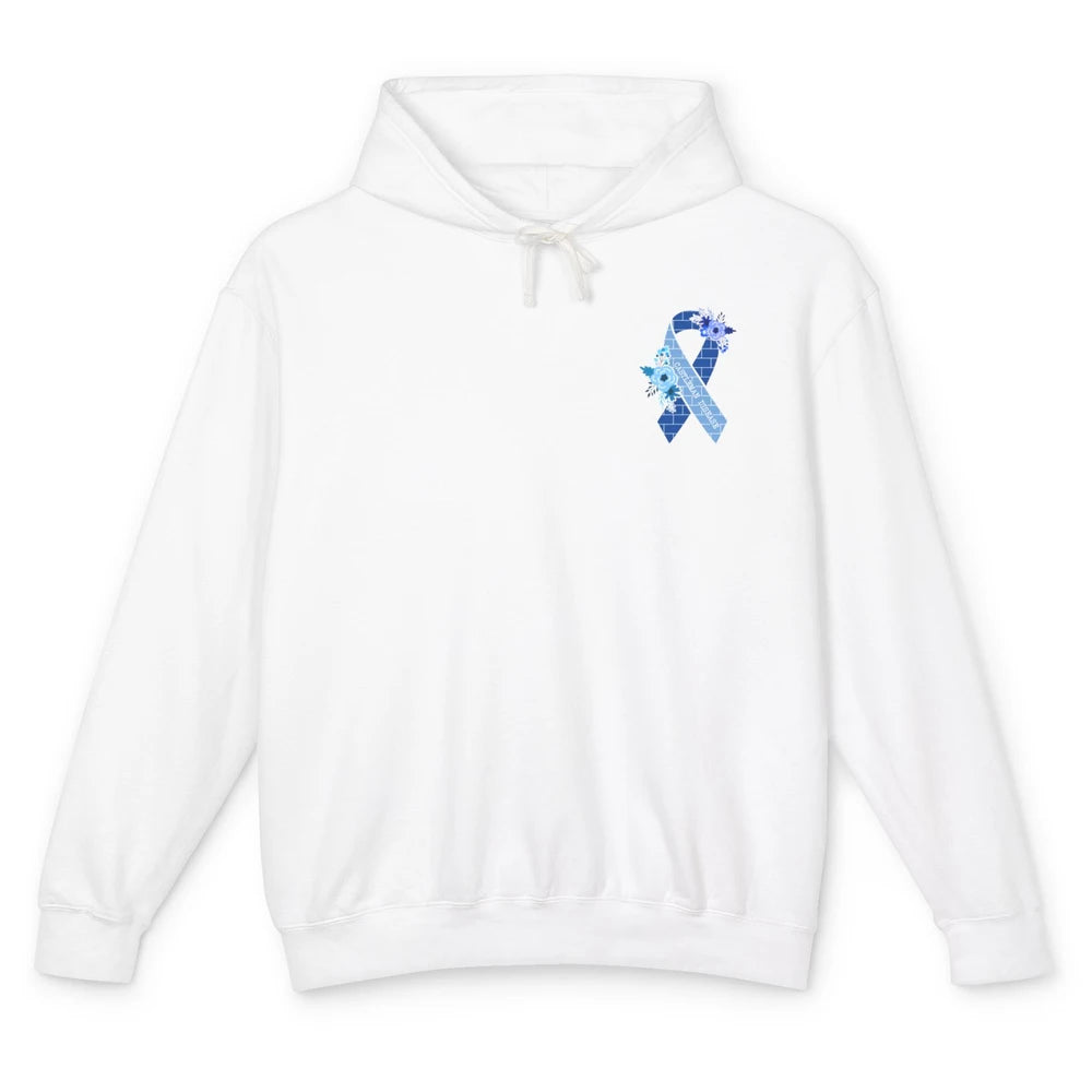 Castleman Disease Awareness Floral Blue Ribbon Rare Disease Unisex Lightweight Hoodie