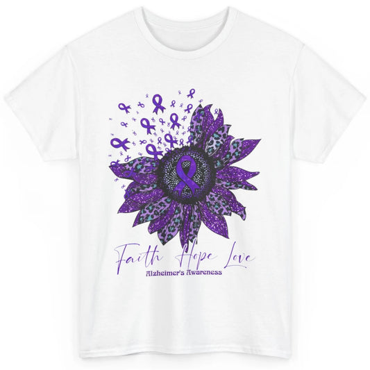 Faith Hope Love Purple Sunflower Alzheimer Brain Awareness Classic Unisex T-Shirt