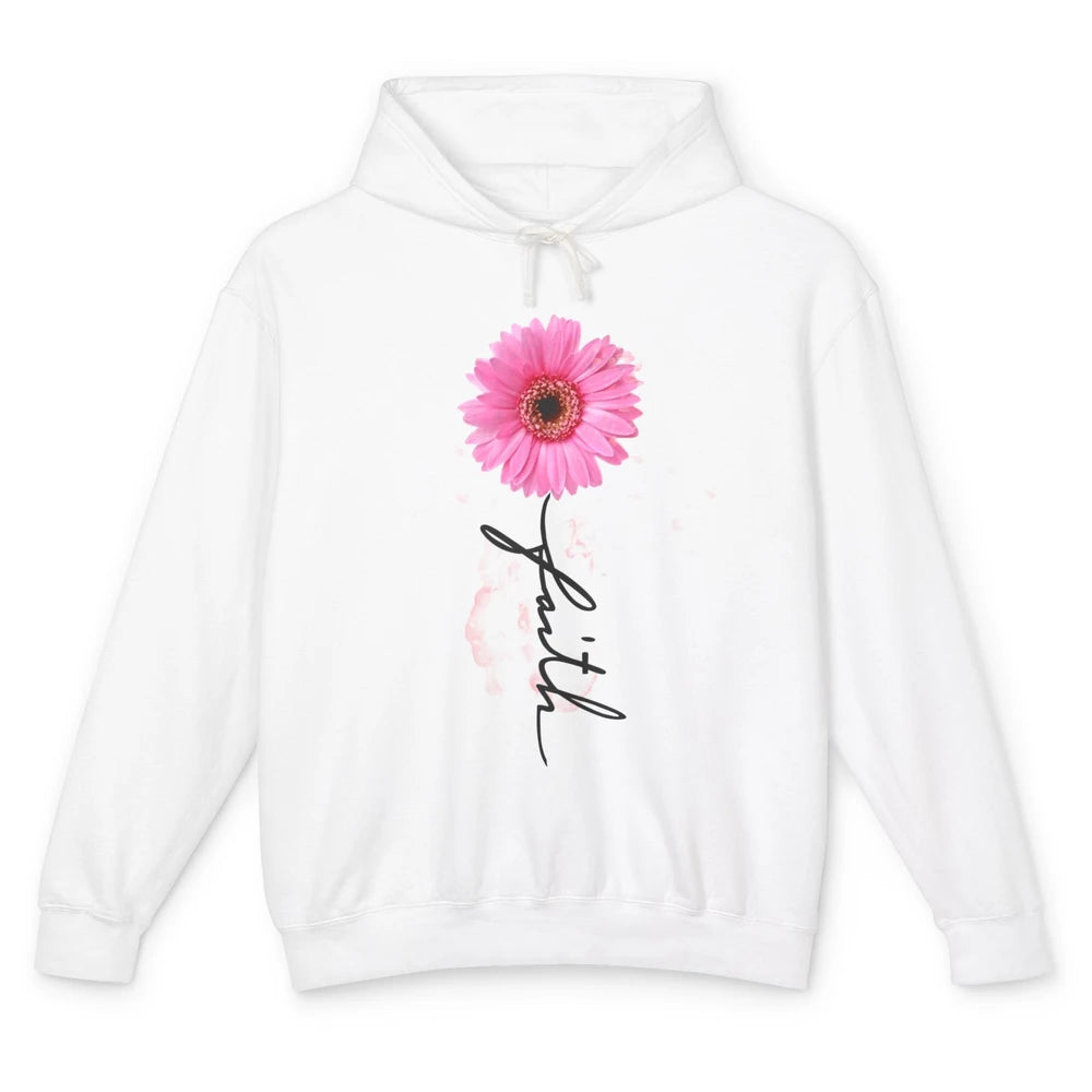 Pink Daisy Faith Cross Christian Religious God Lovers Gift Unisex Lightweight Hoodie