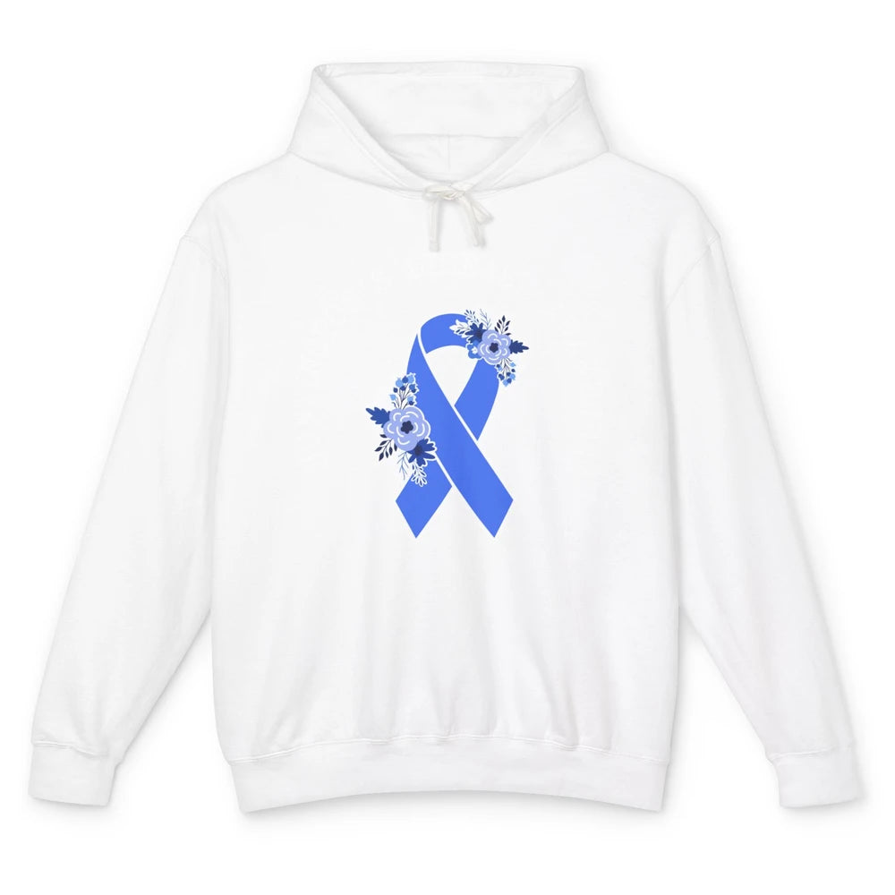 Huntington's Disease Awareness Floral Blue Ribbon Rainbow Unisex Lightweight Hoodie