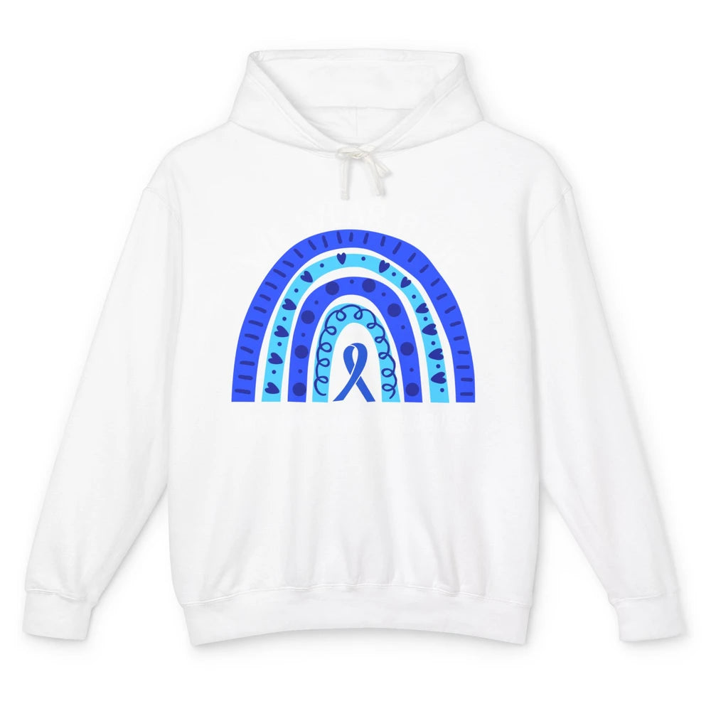 We Wear Blue For Angelman's Syndrome Blue Ribbon Rainbow Unisex Lightweight Hoodie