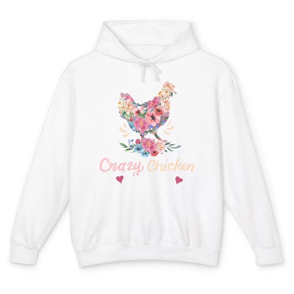 Funny Crazy Chicken Lady Floral Cute Flowers Hen Chick Women Unisex Lightweight Hoodie