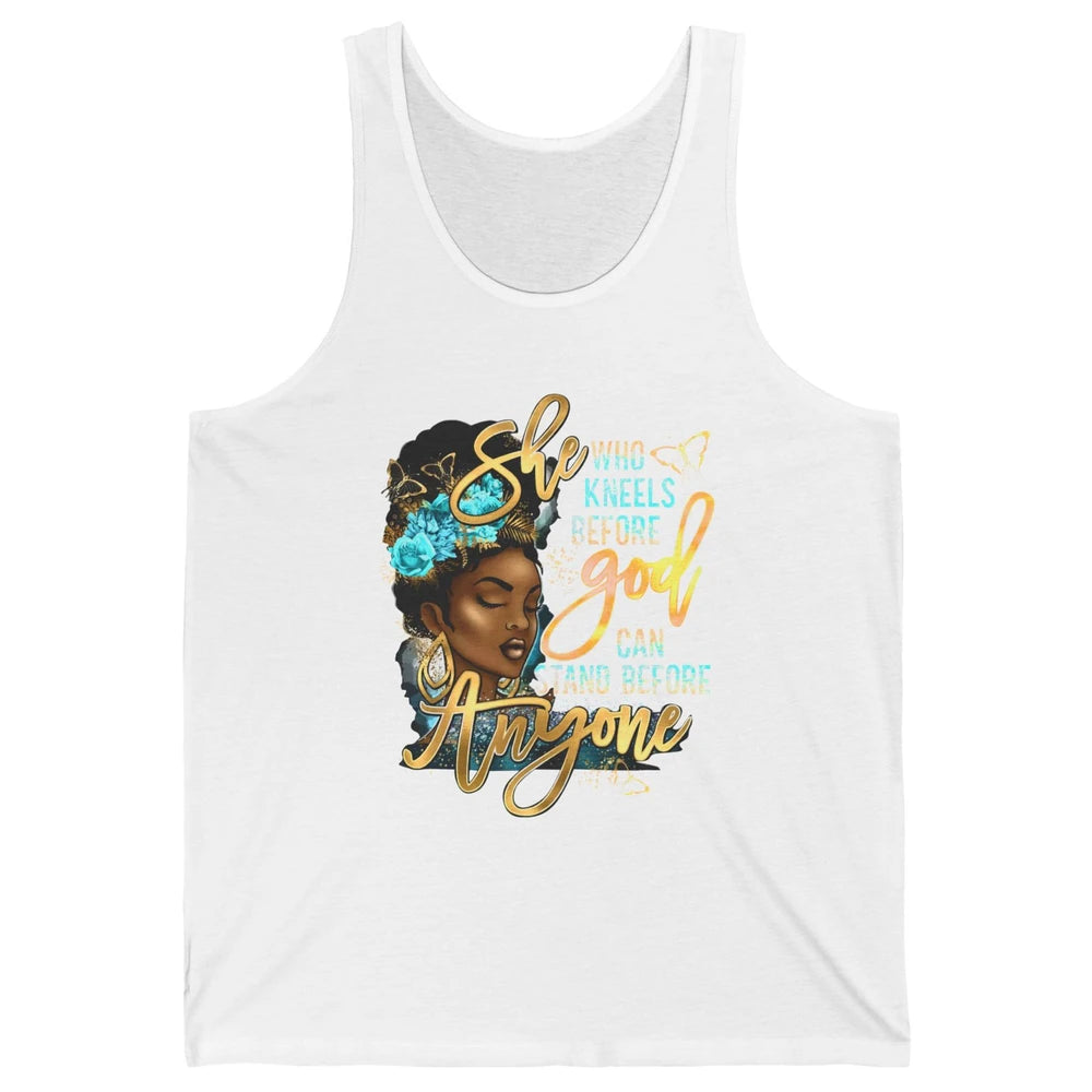 Black Girl She Who Kneels Before God Christian Afro Women Unisex Jersey Tank