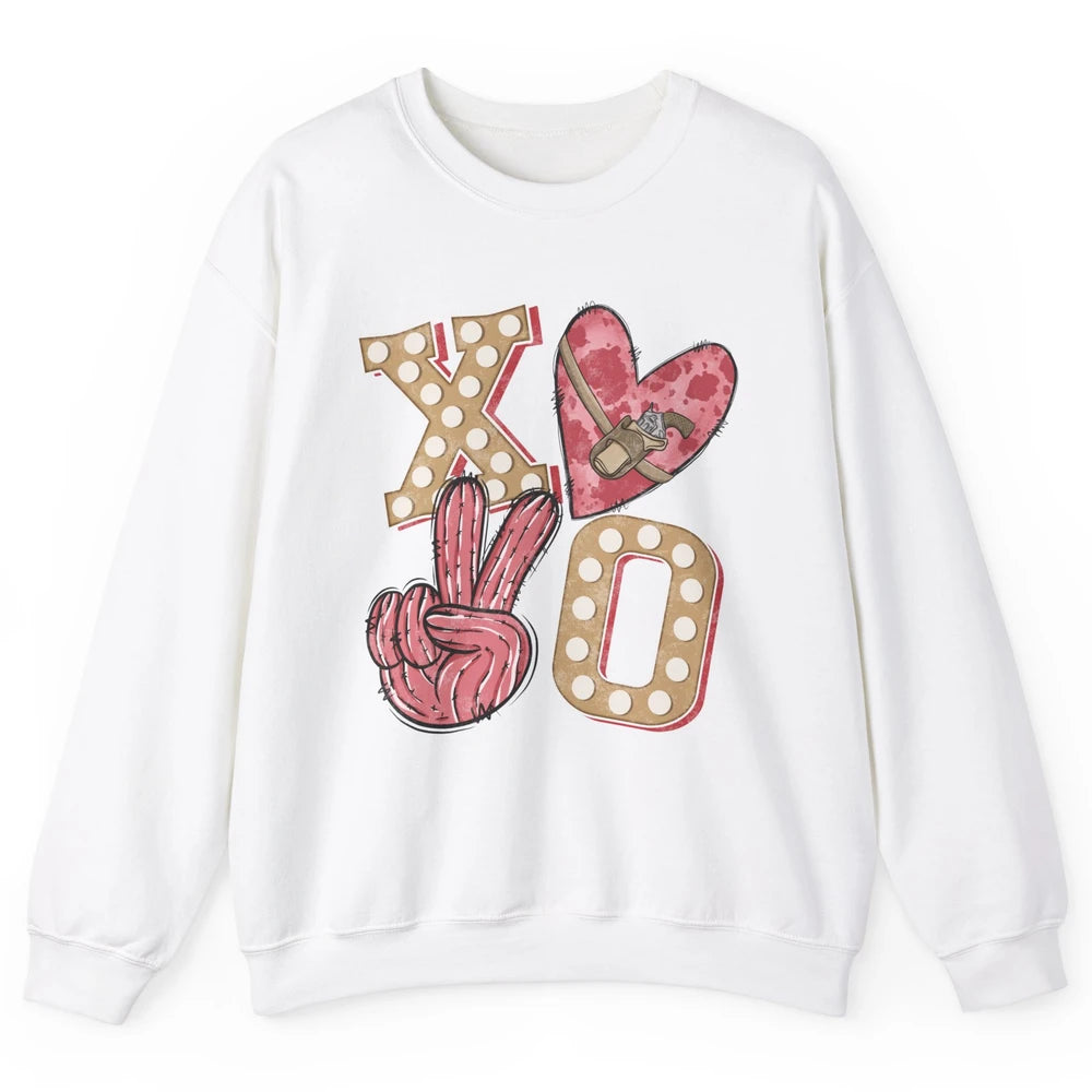 XOXO Hugs And Kisses Leopard Heart Cowboy Love Rodeo Western Country Unisex Crewneck Sweatshirt