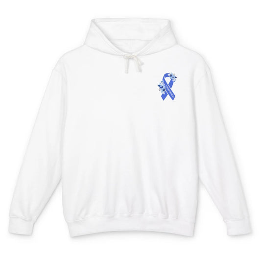 Syringomyelia Awareness Floral Blue Ribbon Rainbow Unisex Lightweight Hoodie