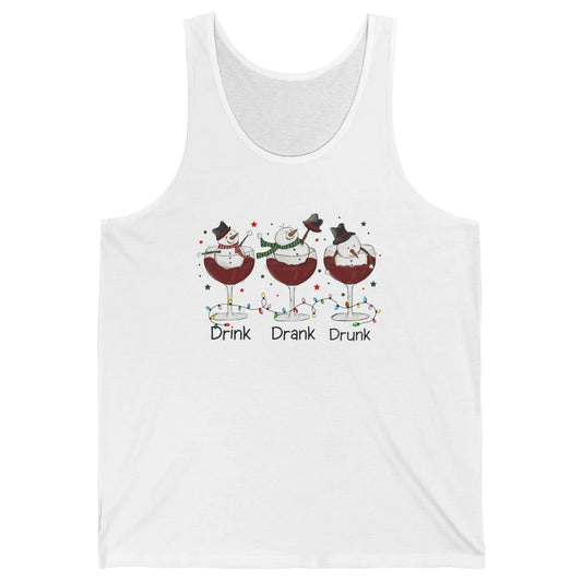 Funny Snowman Wine Christmas Drink Drank Drunk Christmas Unisex Jersey Tank