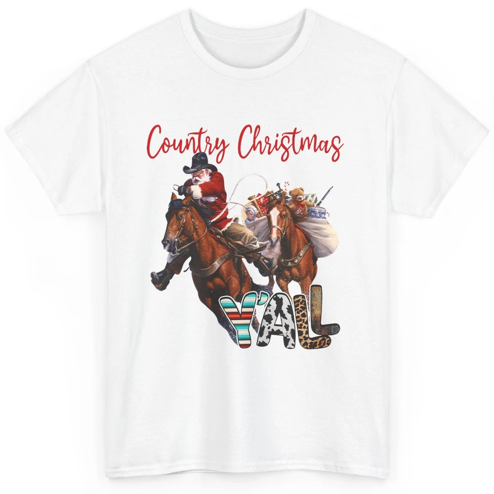 Santa Claus Country Christmas Y'all Western Country Cowboy Classic Unisex T-Shirt