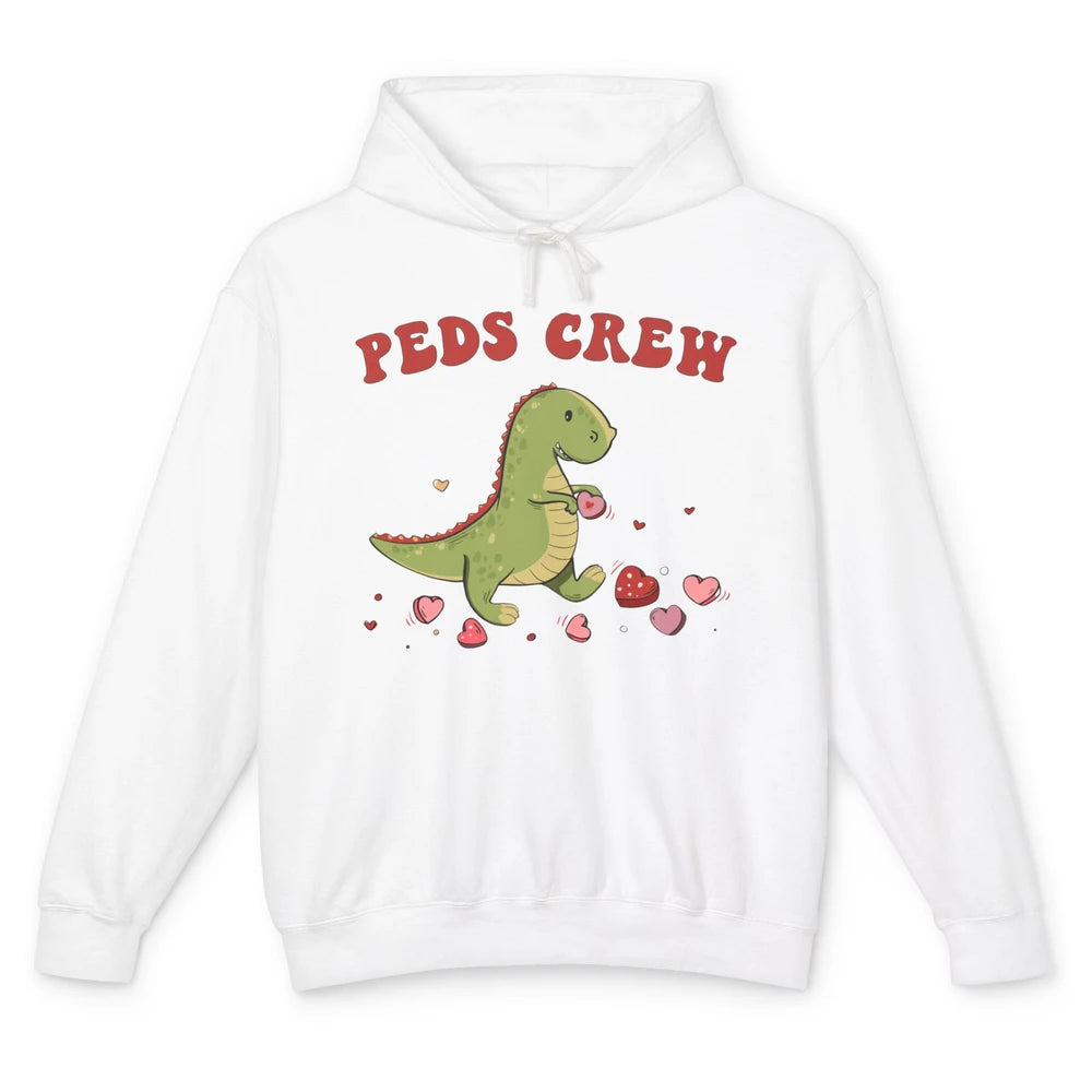 Pediatric Nurse Valentines Dinosaur Peds Crew Valentines Day Unisex Lightweight Hoodie