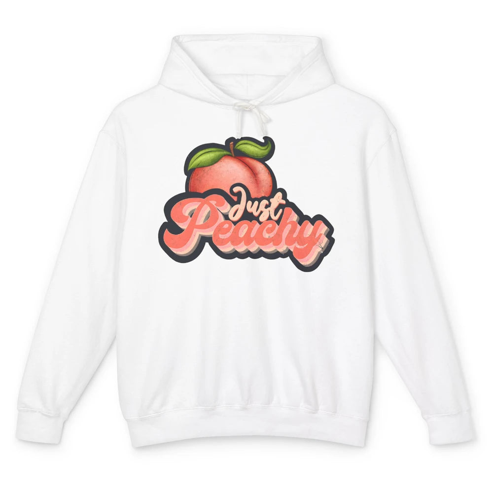 Funny Retro Just Peachy 70s Positive Peaches Summer Fruit Unisex Lightweight Hoodie