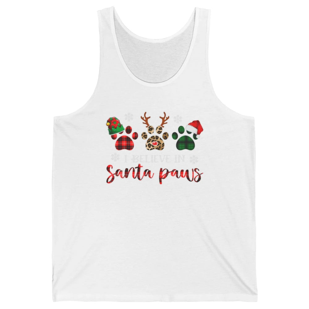 Merry Christmas Dog Paw Leopard Buffalo Plaid Xmas Santa Hat Unisex Jersey Tank