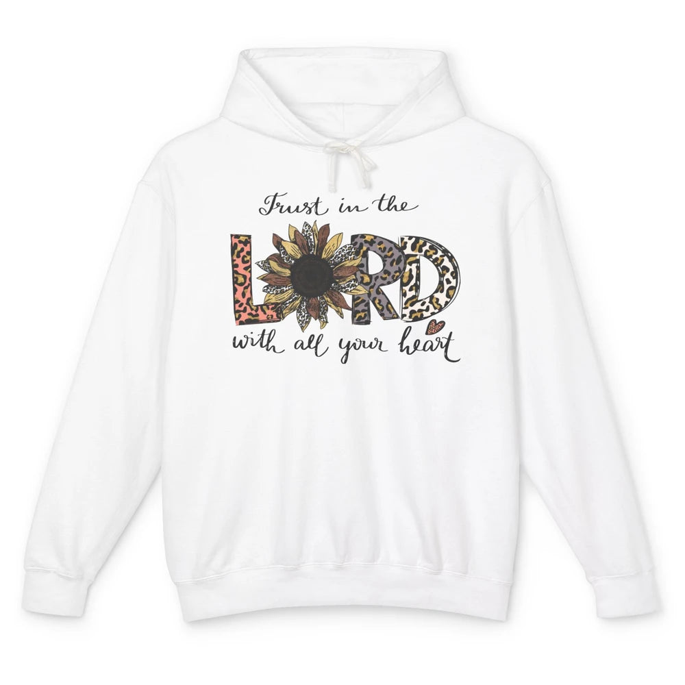 Trust In The Lord Love Christian Sunflower Leopard Jesus Unisex Lightweight Hoodie