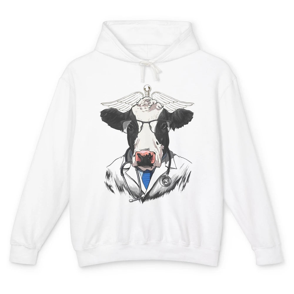 Funny Cow Vet Doctor Physician Surgeon Vet Tech Veterinarian Unisex Lightweight Hoodie