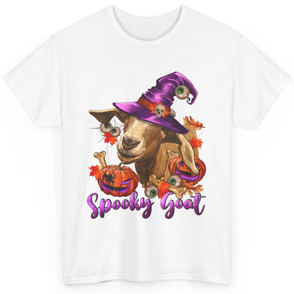 Funny Goat Witch Pumpkin Fall Leaves Halloween Goat Mom Classic Unisex T-Shirt