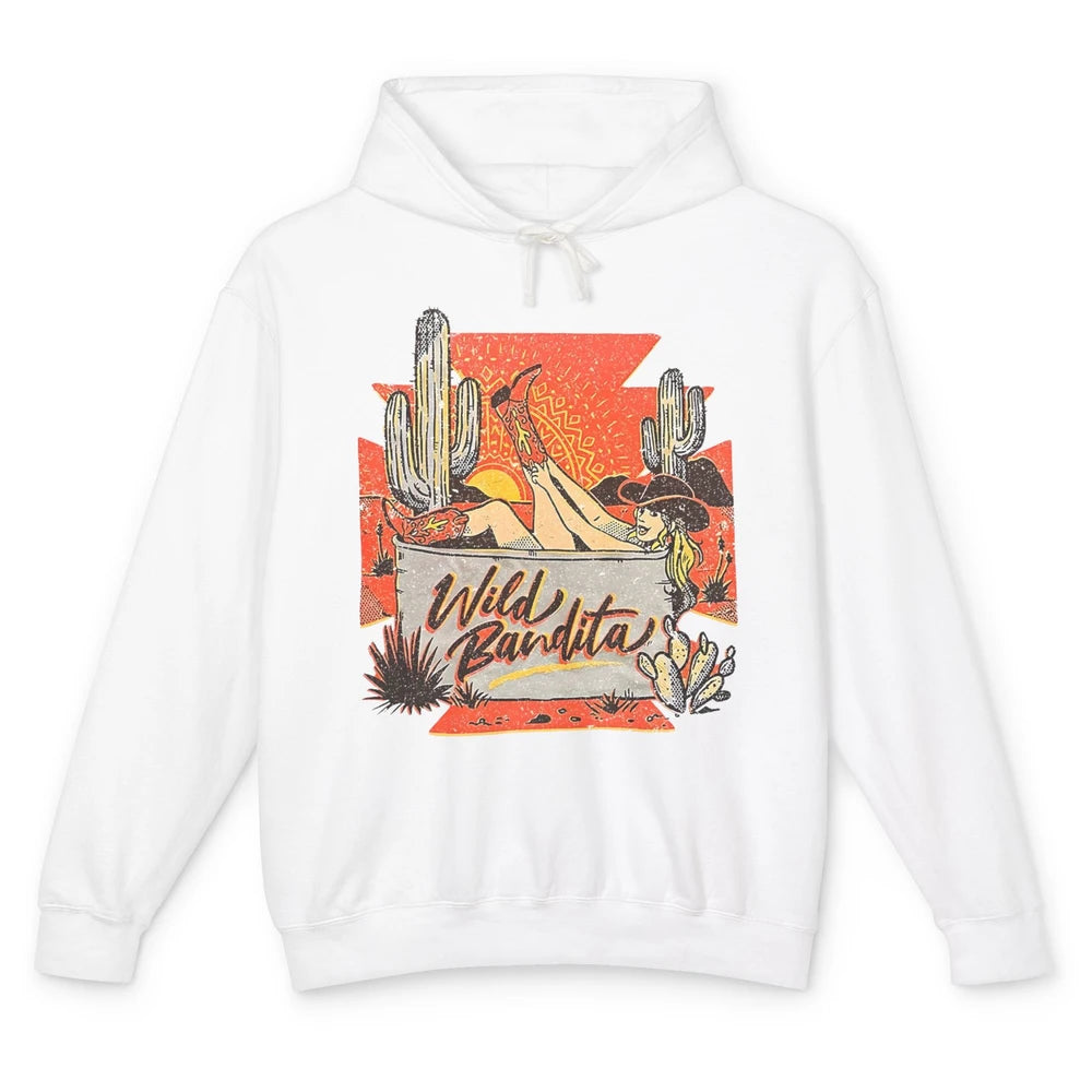 Retro Desert Cactus Cowgirl Wild Bandita Western Country Unisex Lightweight Hoodie