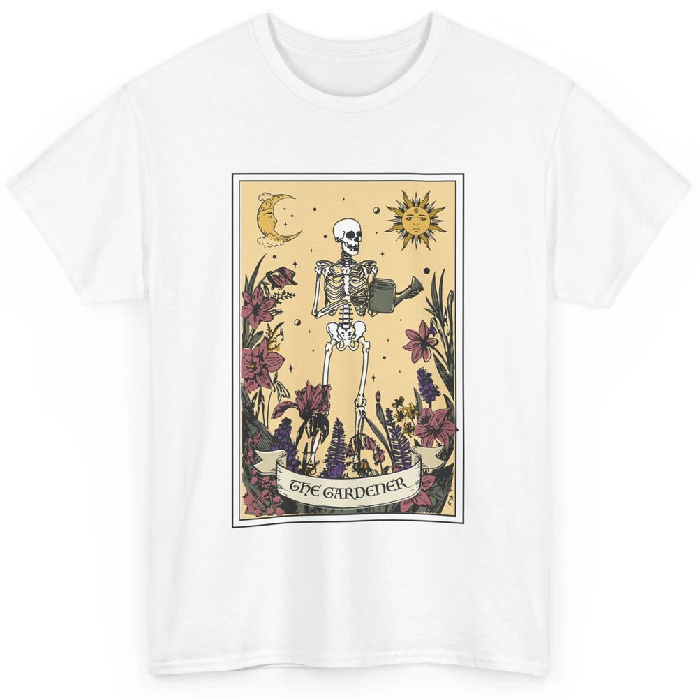 Retro Skeleton The Gardener Tarot Card Plant Lady Halloween Classic Unisex T-Shirt