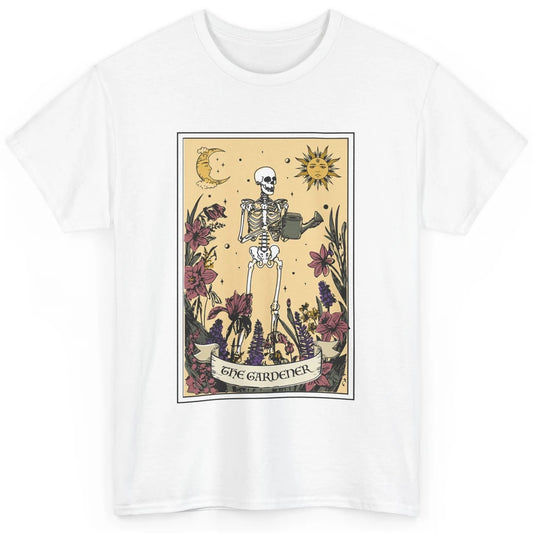 Retro Skeleton The Gardener Tarot Card Plant Lady Halloween Classic Unisex T-Shirt