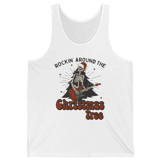 Skeleton Guitar Rocking Around Christmas Tree Western Xmas Unisex Jersey Tank