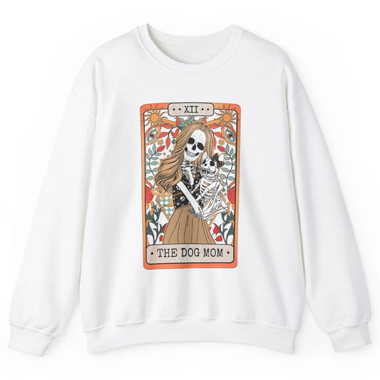 Retro Skeleton Tarot Card The Dog Mom Halloween Dog Lovers Unisex Crewneck Sweatshirt