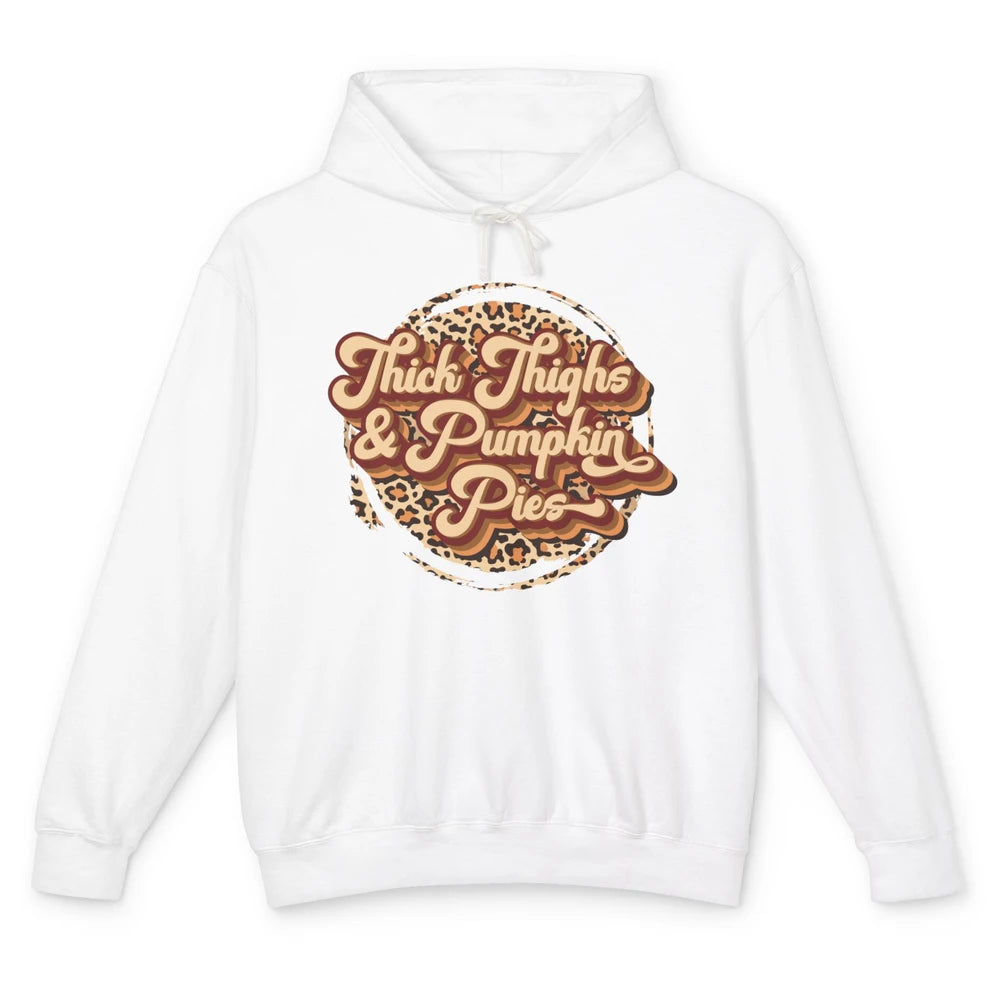 Leopard Thick Thighs and Pumpkin Pie Thanksgiving Halloween Unisex Lightweight Hoodie