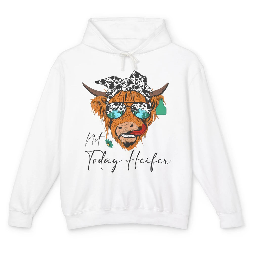 Desert Highland Cow Sunglasses Not Today Heifer Cow Lovers Unisex Lightweight Hoodie