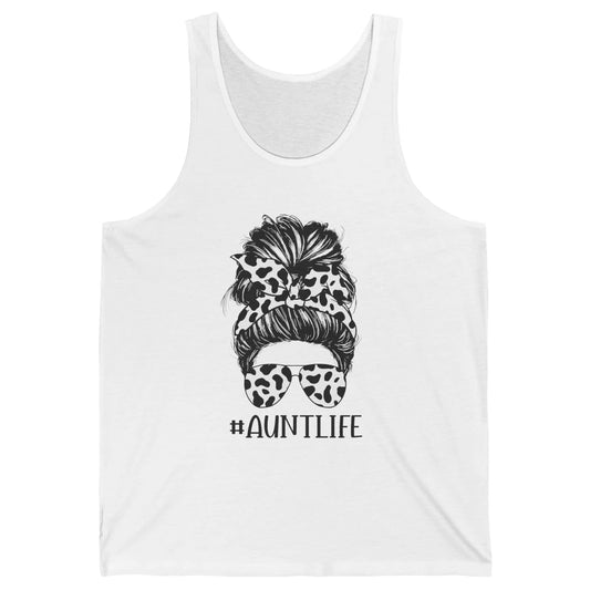 Aunt Life Messy Bun Glasses Cowhide Western Auntie Life Unisex Jersey Tank