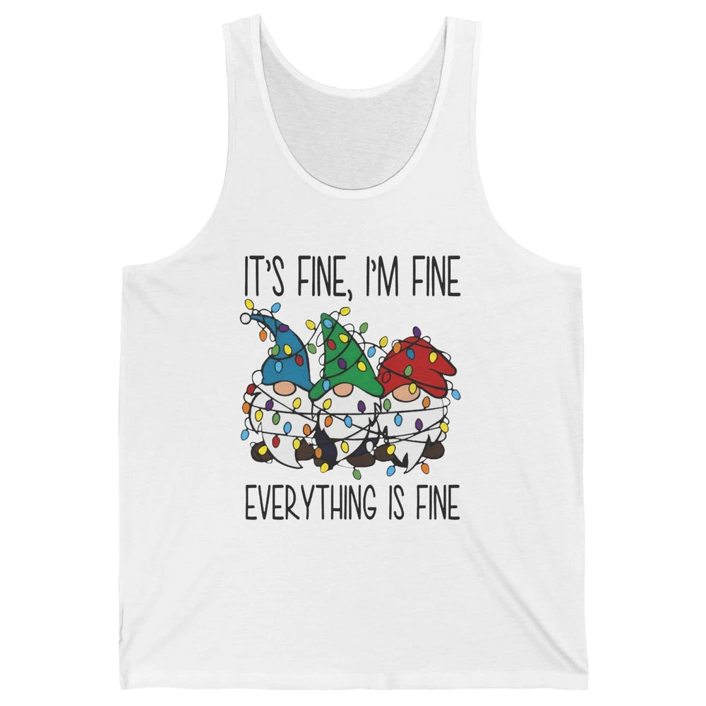 Funny Gnomes Christmas Light I'm Fine Everything's Fine Unisex Jersey Tank